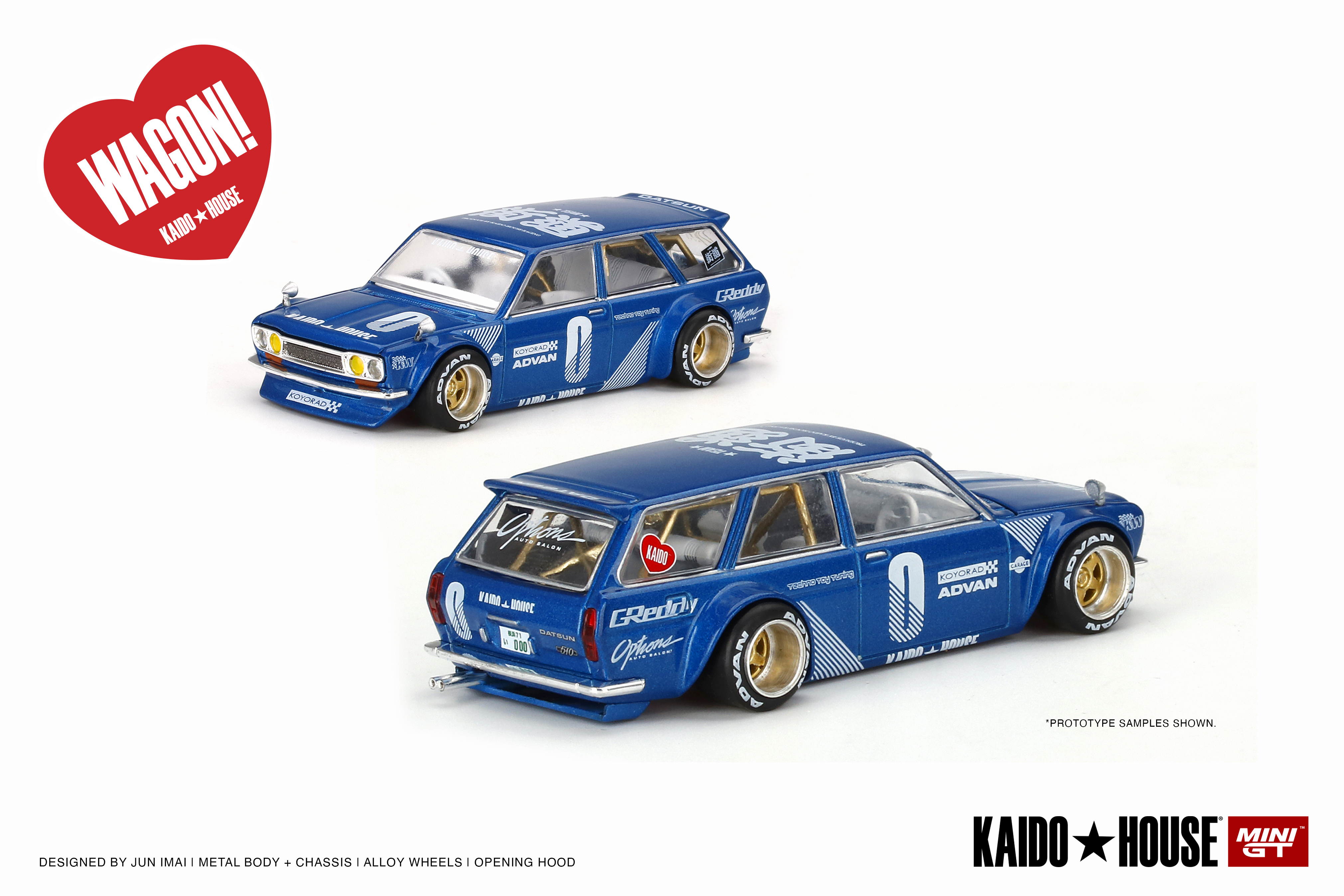 MINI GT X KAIDO HOUSE 1/64 Datsun KAIDO 510 Wagon Blue - Tiny